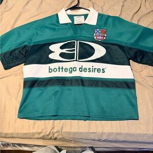 Bottega Veneta Green and White Polo Shirt